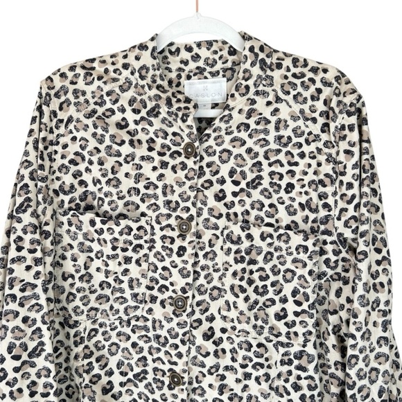 NWT Caslon Women’s 2X Button Up Schacket Leopard Print Multi Color Spring Office - Picture 1 of 13